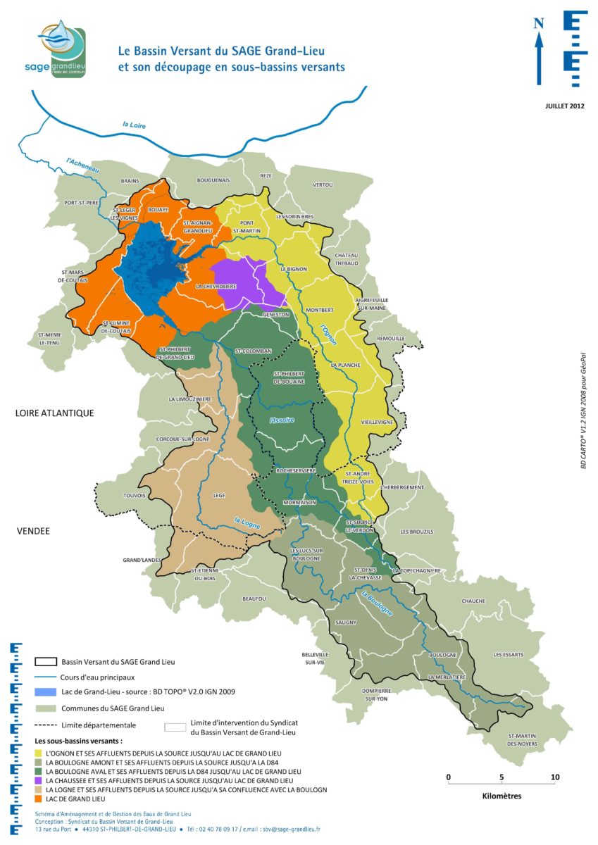 Le bassin versant du Schéma d’Aménagement et de Gestion des Eaux Grand-Lieu et son découpage en sous-bassins versants