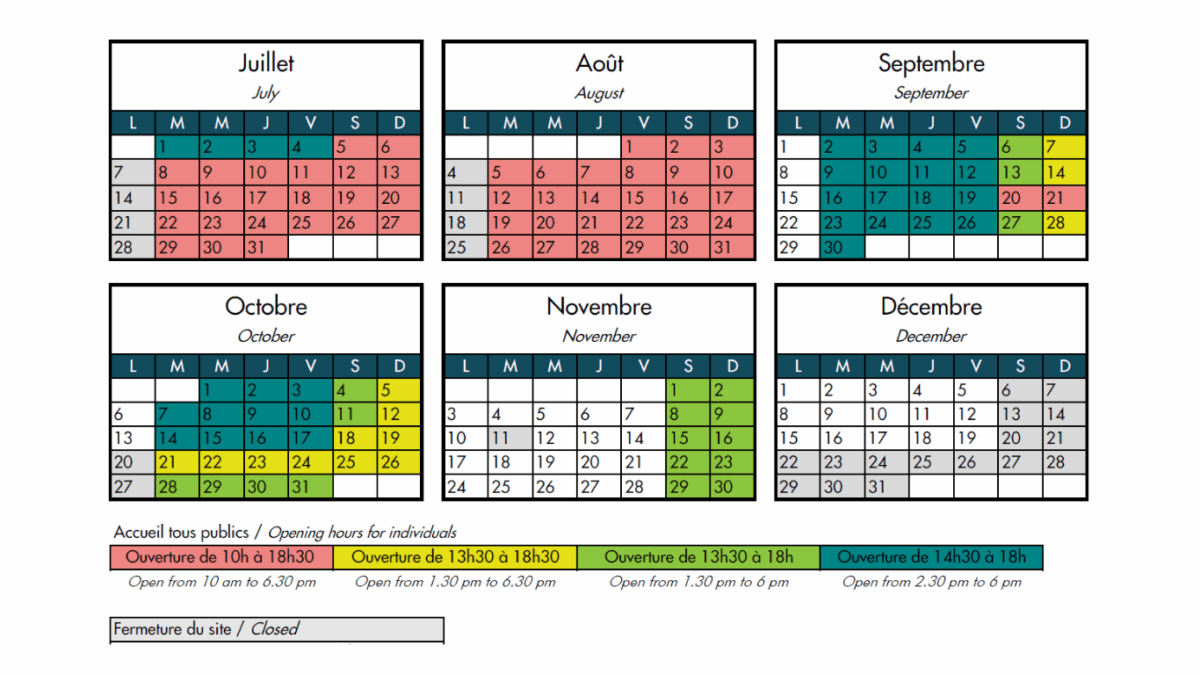 2025 Opening hours